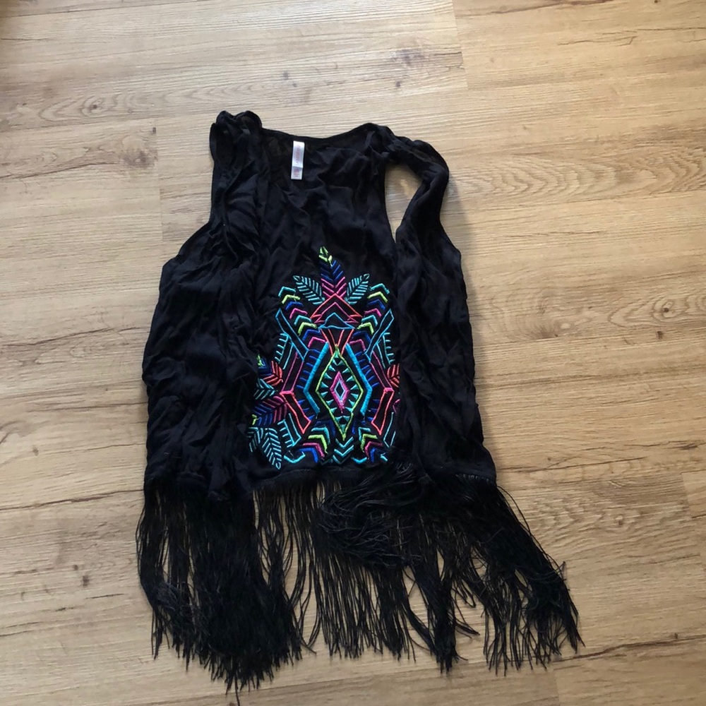 Embroidered tassel vest